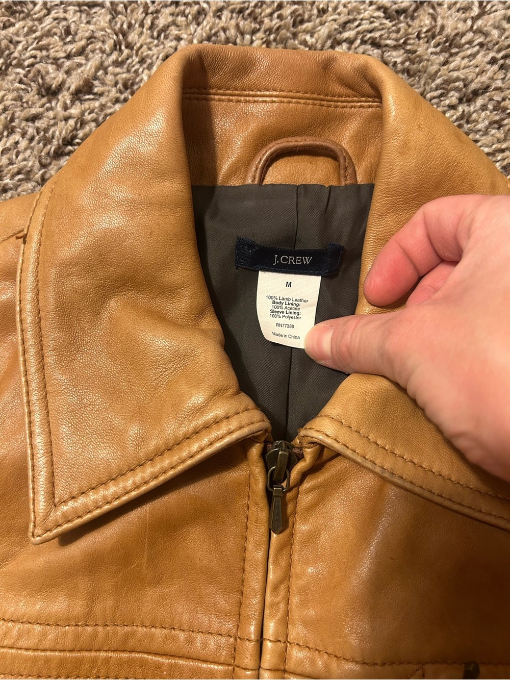 Vintage J Crew Tan Lamb Leather Jacket Size Medium - Picture 2 of 8